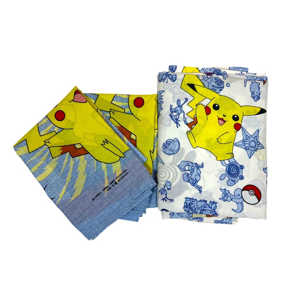 Vintage Pokemon Bedding Set 2 Pillowcases 1 Flat Sheet Pikachu Ash 1998 Springs
